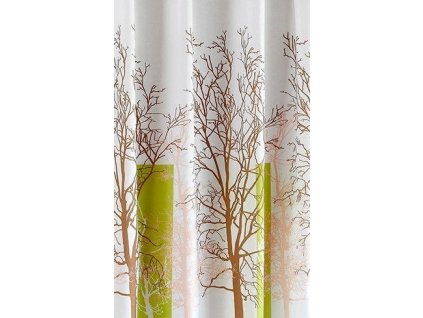 Sprchový závěs 180x180cm, polyester, bílá/zelená, strom ZP009/180