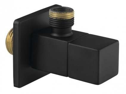 Rohový ventil s rozetou, hranatý, 1/2&quot; x 3/8&quot;, čierna mat SL115