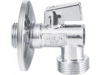 Práčkový guľový ventil so spätným ventilom 1/2&quot;x3/4&quot; - L, chróm 5310