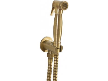 Bidetová sprška retro s hadicí a držákem sprchy s vyústěním, bronz 9106