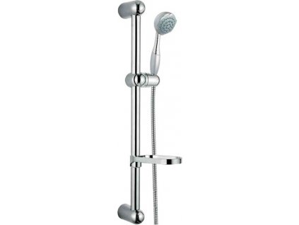 Mereo Sprchová súprava, päťpolohová sprcha, dvojzámková hadica, nastaviteľný držiak, mydelnička, plast/chróm CB900A