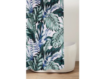 Sprchový závěs 180x200cm, polyester, zelené listy ZV028