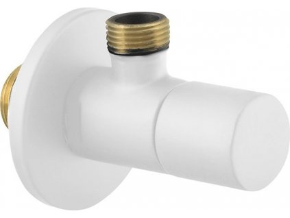 Rohový ventil s rozetou, okrúhly, 1/2"x3/8", biela mat SL014