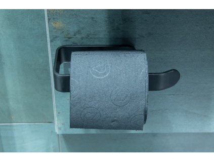 Olsen Spa Držák toaletního papíru na nalepení 3M, 16x8x3 cm , černá barva KD02091799
