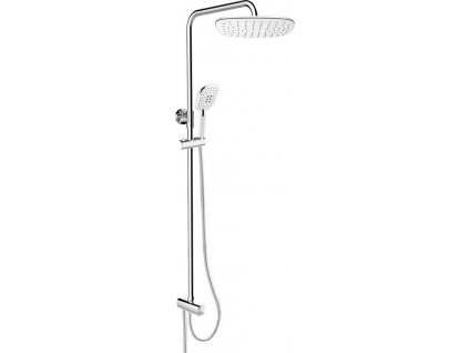 Mereo Sprchový set s tyčí hranatý, bílá hlavová sprcha a třípolohová ruční sprchaí, bílý plast/chrom CB95001SW2
