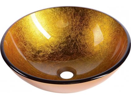 AGO skleněné umyvadlo na desku Ø 42 cm, zlatě oranžová 2501-19