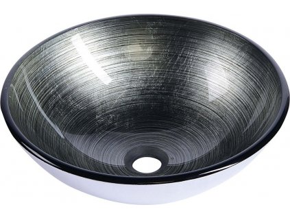 DAMAR sklenené umývadlo na dosku Ø 42 cm, tmavo šedá/strieborná 2501-20