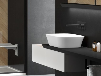 Olsen Spa Umyvadlo ASSOS Black&White - na desku KEASSNDBW