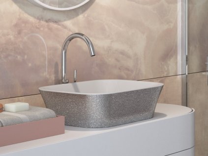 Olsen Spa Umyvadlo ASSOS GLAM - na desku - Barva - GLAM 02 - stříbrná KEASSNDGLAM02