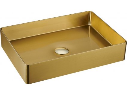AURUM nerezové umyvadlo na desku, 50x35,2 cm, včetně výpusti, zlatá matná AU203