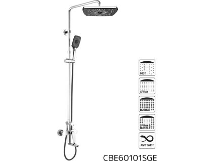 Mereo Nástěnná baterie Viana 150mm s otoč. ramínkem a tyčí pro ruční a talířovou sprchu, bez příslušenství CBE60101SGE