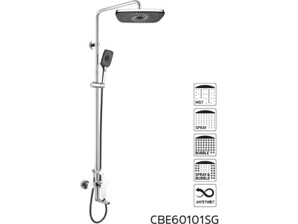 Mereo Nástěnná baterie Viana 150mm s otoč. ramínkem a tyčí pro ruční a talířovou sprchu, bez příslušenství CBE60101SG