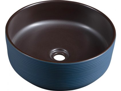 PRIORI keramické umývadlo na dosku, Ø 41 cm, modrá/hnedá PI033