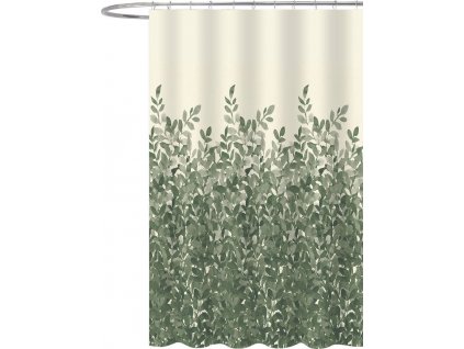 Sprchový záves 180x200cm, polyester, zelené listy ZP012