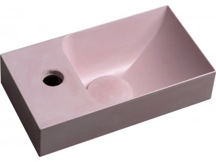 PICCOLINO betónové umývadlo 30,8x10x17cm, batéria vľavo, ružová PK30021