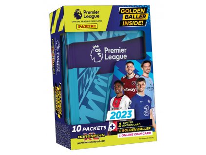 Sběratelské kartičky PANINI Premier league 2022/23 plechová krabička hranatá - violet