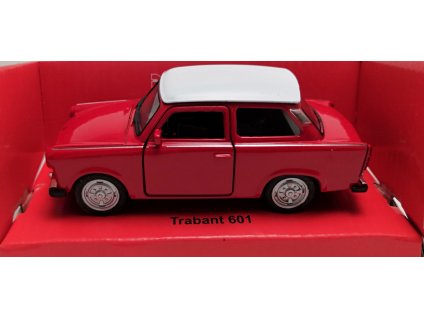Trabant 601 červený s bílou střechou 1:34-39 Welly