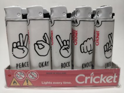 Zapalovač Cricket Hand Signs  JEDNORÁZOVÉ A STYLOVÉ