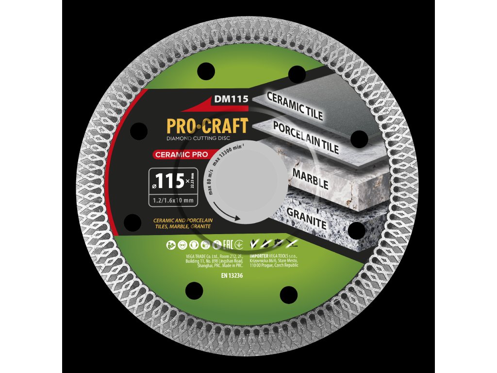 Procraft DM115 Ceramic PRO - diamantový řezný kotouč