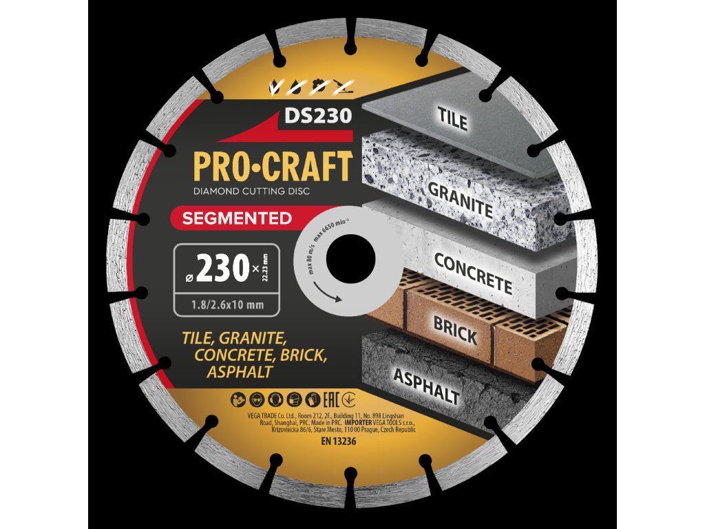 Procraft DS230 Segmented - diamantový řezný kotouč