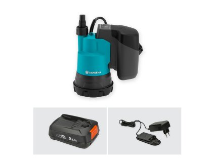 GARDENA 2000/2 18V P4A akumulátoroé čerpadlo pro čistou vodu - sada (včetně nabíječky a akumulátoru 2,5 Ah)