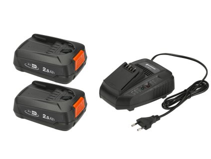 GARDENA P4A2 x PBA 18V/45 + AL 189930 CV - startovací sada (nabíječka + 2x akumulátor 2,5 Ah)