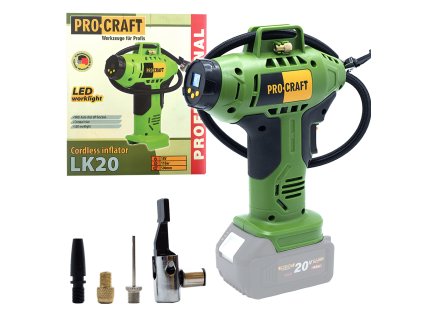 Procraft LK20 20V - akumulátorový kompresor (bez akumulátoru a nabíječky)