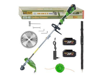 Procraft ATA-40 40V - akumulátorový křovinořez (s 2x 4,0 Ah akumulátorem a nabíječkou)