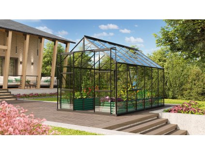 skleník VITAVIA URANUS 9900 čiré sklo 3 mm černý LG3562  + základna VITAVIA URANUS 9900 černá LG3565