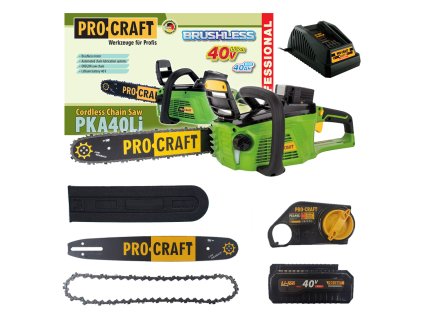 Procraft PKA40Li 40V SET - akumulátorová řetězová pila (s 4 Ah akumulátorem a nabíječkou)