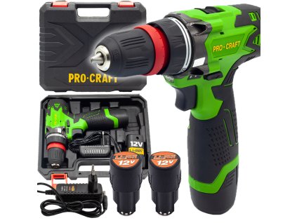 Procraft PA12DFR 12V - akumulátorový šroubovák (s 2x 2,0 Ah akumulátory a nabíječkou)