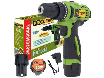 Procraft PA12Li Compact 12V - akumulátorový šroubovák (s 2x 1,5 Ah akumulátory a nabíječkou)