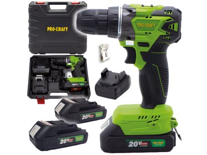 Procraft PA20BL 20V - akumullátorový vrtací šroubovák (s 2x 2Ah akumulátory a nabíječkou)