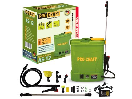 Procraft AS-12 12V - akumulátorový postřikovač (s 8,0 Ah akumulátorem a nabíječkou)