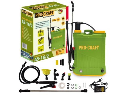 Procraft AS-16/2 16V - akumulátorový postřikovač (s 8,0 Ah akumulátorem a nabíječkou)