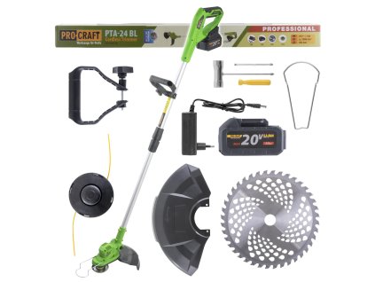 Procraft PTA24 BL 20V - akumulátorový vyžínač (s 3,0 Ah akumulátorem a nabíječkou)