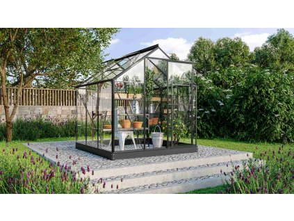 skleník VITAVIA TRITON 3800 čiré sklo 3 mm černý LG3661  + základna VITAVIA TRITON 3800 černá LG3664