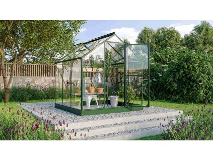 skleník VITAVIA TRITON 3800 čiré sklo 3 mm zelený LG3662  + základna VITAVIA TRITON 3800 zelená LG3665