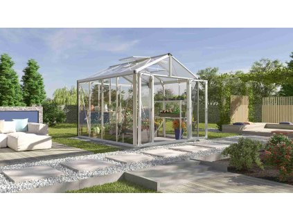 skleník VITAVIA ZEUS COMFORT 8100 sklo 3 mm + PC 10 mm stříbrný LG3702