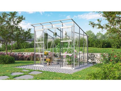 skleník VITAVIA PLAYA 5900 sklo 3 mm + PC 6 mm stříbrný LG4129