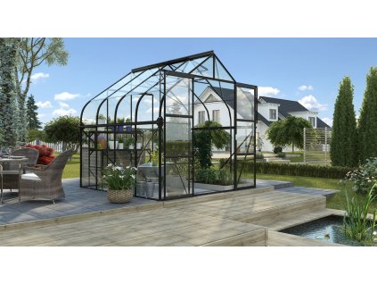 skleník VITAVIA DIANA 6700 čiré sklo 3 mm černý LG4220  + základna VITAVIA DIANA 6700 černá LG4247