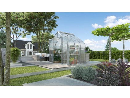 skleník VITAVIA DIANA 5000 PC 4 mm stříbrný LG4221  + základna VITAVIA DIANA 5000 šedá LG4243