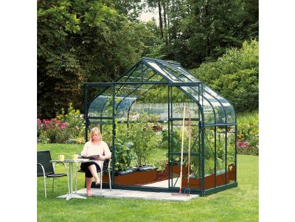 skleník VITAVIA DIANA 5000 čiré sklo 3 mm zelený LG4224  + základna VITAVIA DIANA 5000 zelená LG4244