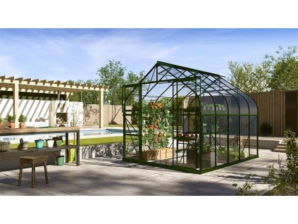 skleník VITAVIA DIANA 8300 čiré sklo 3 mm zelený LG4229  + základna VITAVIA DIANA 8300 zelená LG4249