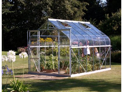 skleník VITAVIA DIANA 9900 čiré sklo 3 mm stříbrný LG4232  + základna VITAVIA DIANA 9900 šedá LG4251