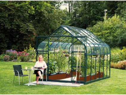 skleník VITAVIA DIANA 9900 čiré sklo 3 mm zelený LG4235  + základna VITAVIA DIANA 9900 zelená LG4252