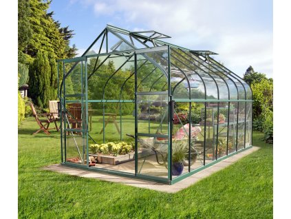 skleník VITAVIA DIANA 11500 čiré sklo 3 mm zelený LG4241  + základna VITAVIA DIANA 11500 zelená LG4255