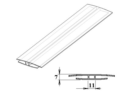 Polykarbonátový H-profil 4 mm 3m PK115-202