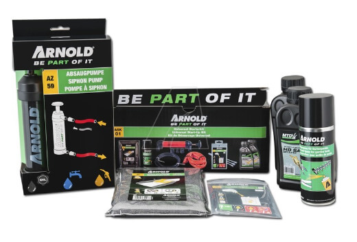 ARNOLD (Stanley Black & Decker) Arnold ASK 01 - servisní sada pro údržbu sekačky (2x olej / odsávačka / sprej na údržbu / utěrka / tester paliva)