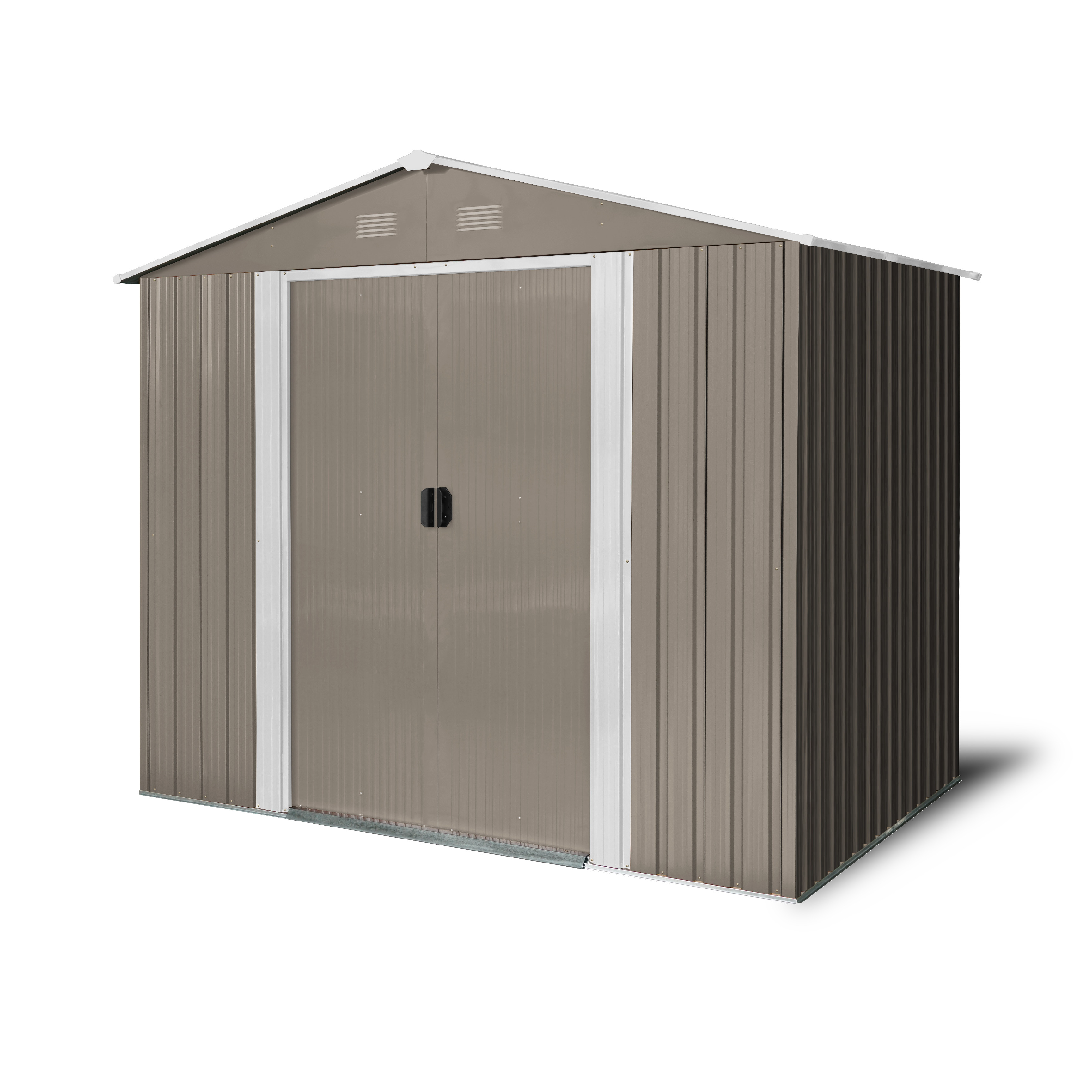 Riwall PRO RMSA 6x8 Brown - zahradní domek kovový 2,4 x 1,7 m se sedlovou střechou hnědý